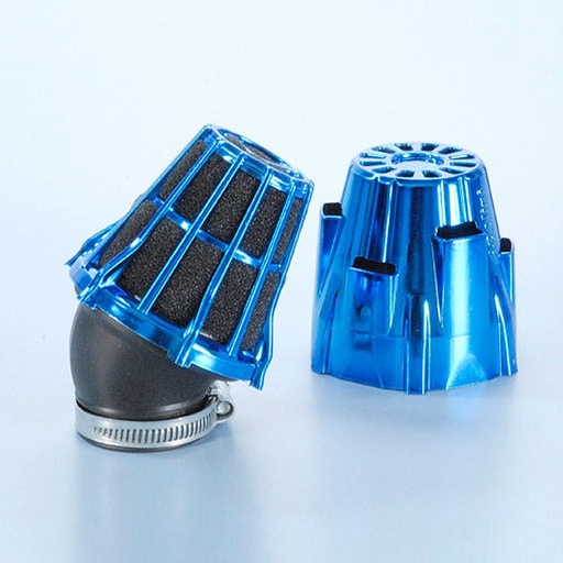 [203.0113] Filtro de aire Polini curvado 30° d=32mm carcasa plástico azul cromado