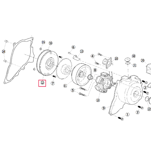 [88872] Pletina tapa motor/cigüeñal lado encendido 190 arranque elec. motor Daytona Anima