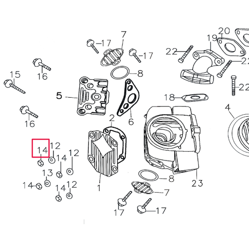 [923H070000BCR] Tuerca tapa culata Pitbike motor 150-3/E 150-5 YX