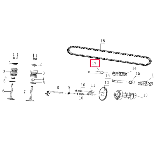 [100061402] Eje pasador balancín admisión Pitbike motor 190 Zongshen