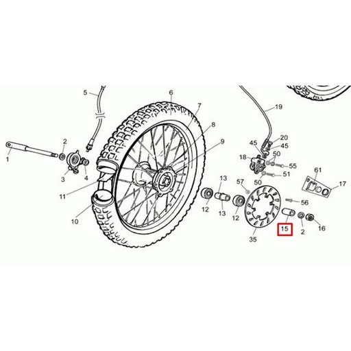[0/000.480.1510] Casquillo Separador rueda delantera Ø25x5x22 Rieju 50 RR/Spike