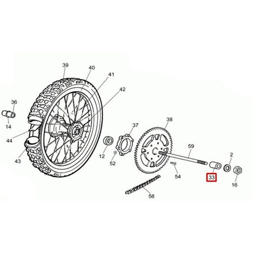 [0/000.480.1541] Casquillo Separador rueda trasera Ø25x5x35 Rieju 50 RR/Spike