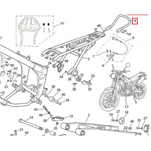 [0/000.980.8015] Soporte trasero pasajero Rieju 50-125 Tango