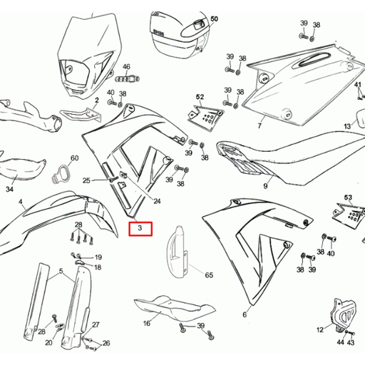 [0/000.570.5142] Tapa radiador derecha Rieju 50 MRX / Amarillo