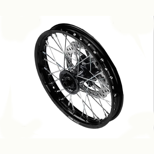 [YC110-06012BK] Llanta delantera aluminio completa 1.4x12" buje CNC Pitbike YCF - Negro/negro
