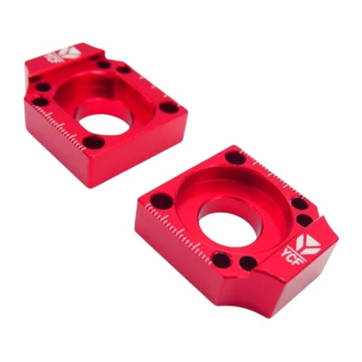 [TC12-RD] Tensores de cadena CNC Ø15 Basculante alu Pitbike YCF - Rojo