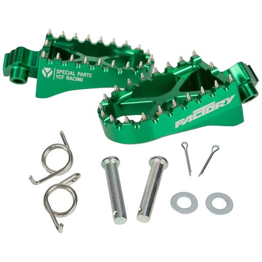[RPALU-GR] Estriberas aluminio CNC Pitbike YCF Factory - Verde