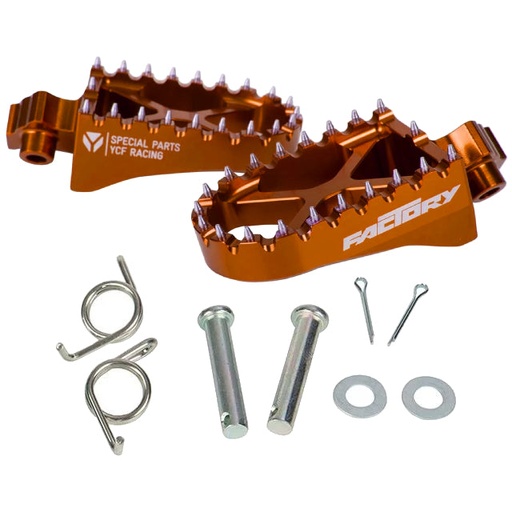 [RPALU-OR] Estriberas aluminio CNC Pitbike YCF Factory - Naranja