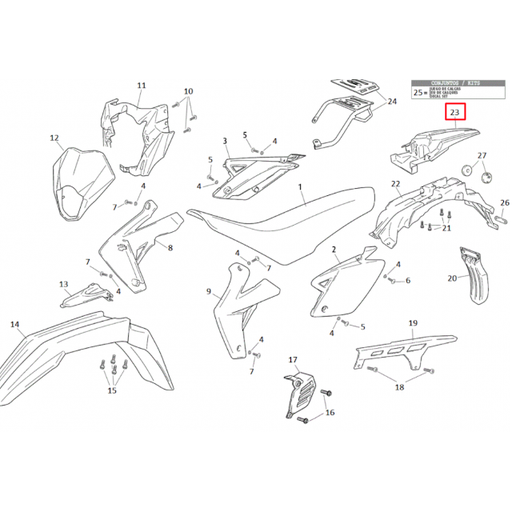 [0/000.060.5195] Guardabarros trasero Rieju Marathon 125 Rojo