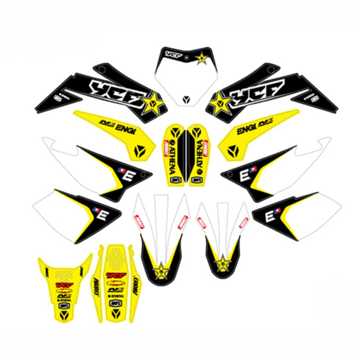 [KD-AFT22-BK] Kit de adhesivos racing YCF Lite/Start/Pilot/Factory/SM 2022 Amarillo/Negro