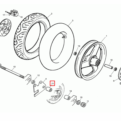 [0/000.480.0619] Casquillo separador rueda trasera Rieju 50 RS1